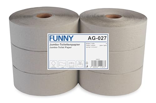 Funny AG-027 Jumbo-Toilettenpapier, 1-lagig, Recycling, Durchmesser 28 cm (6-er Pack) von Funny