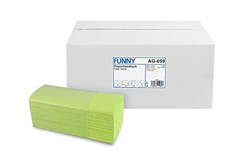 Funny Papierhandtuch, ZZ/V-Falz, 25 x 23 cm, 2lag, grün, 4000 Blatt, 1er Pack (1 x 1 Stück) von Funny