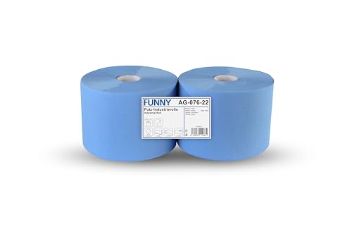 Funny Putzpapierrollen, 2 lagig, blau, circa 22 cm, 1000 Blatt, 1er Pack (1 x 2 Stück) von Funny