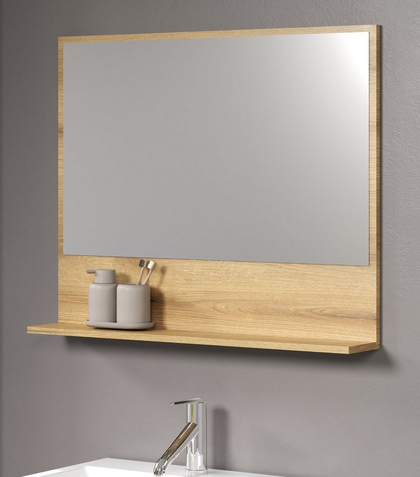 Furn.Design Badspiegel Bliss (Wandspiegel in Evoke Eiche, 80 x 74 cm), mit Ablage von Furn.Design