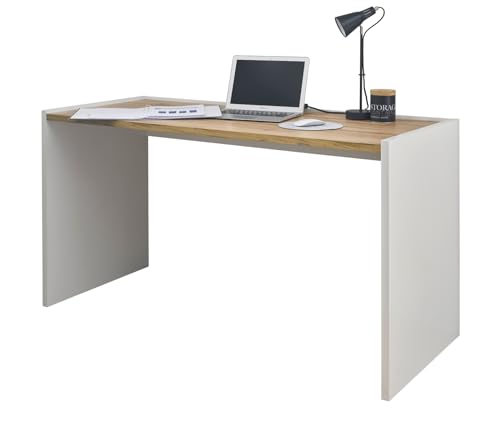 Furn.Design Schreibtisch in weiß und Eiche Wotan Laptoptisch Computertisch Bürotisch Arbeitstisch für Homeoffice und Büro 143 x 62 cm Center von Furn.Design
