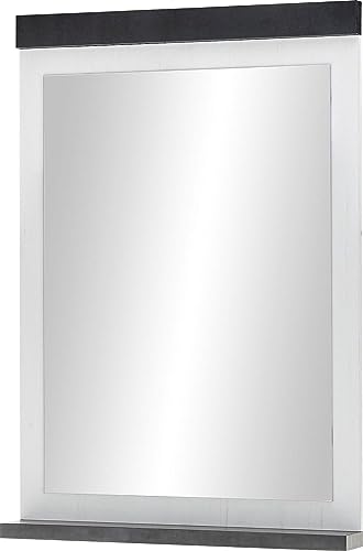 Spiegel Wandspiegel in weiß Pinie Holz und anthrazit/schwarz Garderobenspiegel im industriellen Design 66 x 95 cm Stove (Spiegel) von Furn.Design