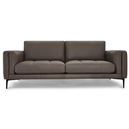 Furnhouse Ibbe Design Grau 3-Sitzer Sofa Orlando Echtlederbezug Taschenfederkern Polsterung Polstersofa für Wohnzimmer von Furnhouse