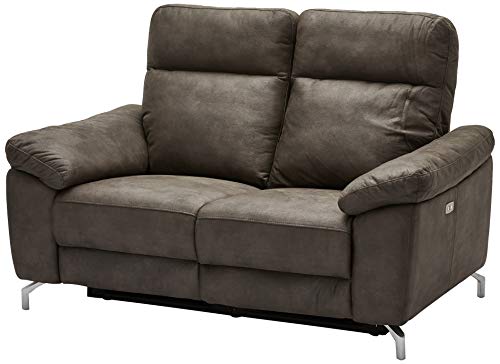 Ibbe Design Braun Stoff 2er Sitzer Relaxsofa Couch mit Elektrisch Verstellbar Relaxfunktion Heimkino Sofa Doha mit Fussteil, Federkern, 162x96x101 cm von Furnhouse