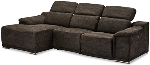 Ibbe Design Modul Sofa L Form Ecksofa Braun Stoff Heimkino Couch Links Chaiselongue Alexa mit Elektrisch Verstellbar Relaxfunktion, 282x160x73 cm von Furnhouse
