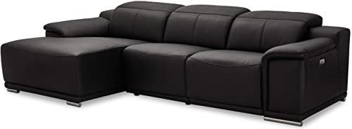 Ibbe Design Modul Sofa L Form Ecksofa Schwarz Leder Heimkino Couch Links Chaiselongue Alexa mit Elektrisch Verstellbar Relaxfunktion, 282x160x73 cm von Furnhouse