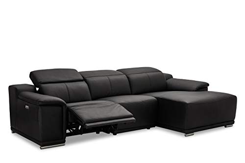 Ibbe Design Modul Sofa L Form Ecksofa Schwarz Leder Heimkino Couch Rechts Chaiselongue Alexa mit Elektrisch Verstellbar Relaxfunktion, 282x160x73 cm von Furnhouse