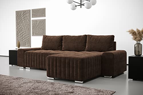 Furnitech Ecksofa M5 mit Schlaffunktion Sofa mit Bettkasten Polsterecke Schlafsofa Sofagarnitur (Ecksofa Rechts, M5-75-G1B-GPMIK-BR20 klein) von Furnitech