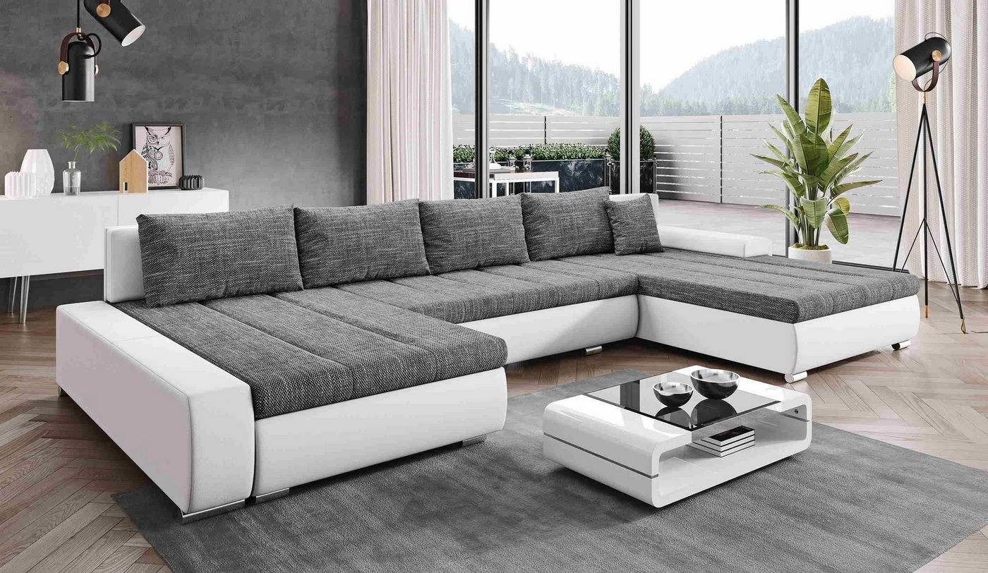 Furnix Ecksofa Elisabetta XXL-Sofa mit Schlaffunktion Couch Schlafsofa in 8 Farben, komfortabel, großzügige Ausmasse von Furnix