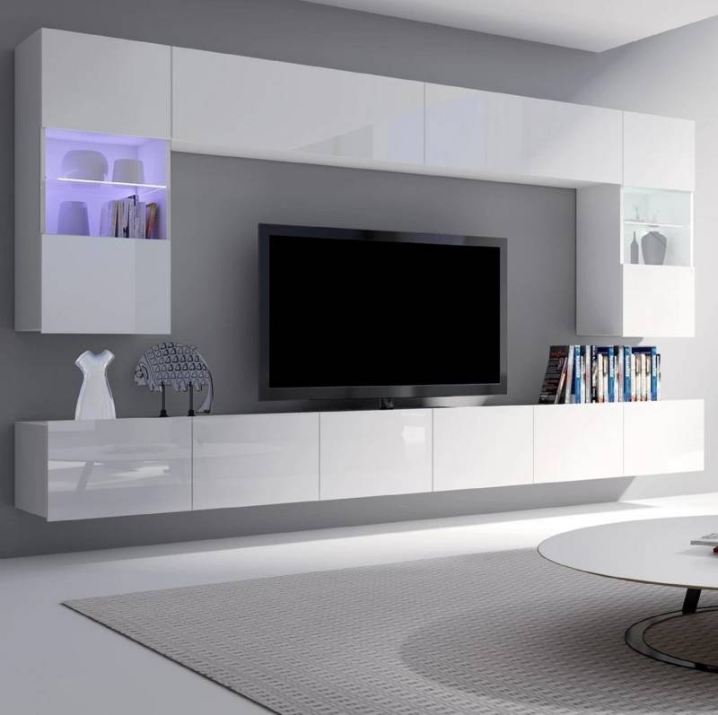 Furnix TV-Wand PUNE 1 Mediawand Möbelwand Wohnwand 6-teilig Farbauswahl, geräumig, 300 cm breit, ohne LED von Furnix
