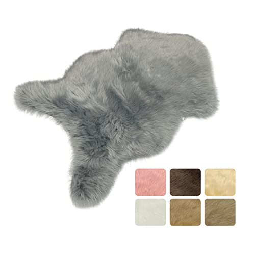 Furryvalley Teppich Öko Kunstfell Teppich Lammfell Sämischleder Imitat Bett-Vorleger Matte für Stuhl Sofa Wohnzimmer Schlafzimmer Kinderzimmer (60 x 80 cm) (hellgrau) von Furryvalley