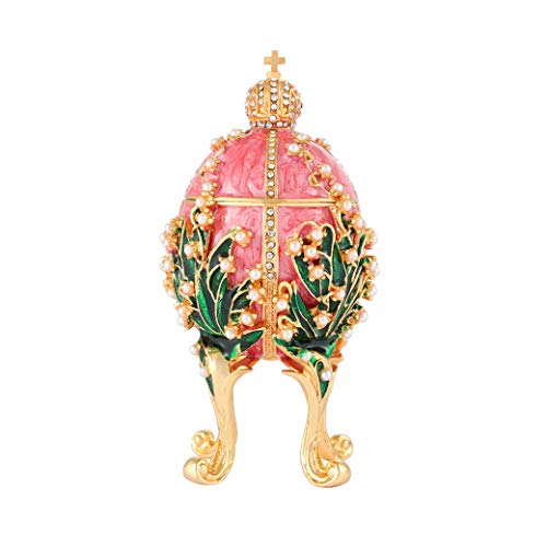 Furuida Schmuckkästchen Fabergé-Ei mit Scharnier, Antik-Handwerkskunst-Kollektion, luxuriöses Geschenk für Heimdekoration (Pink) von Furuida