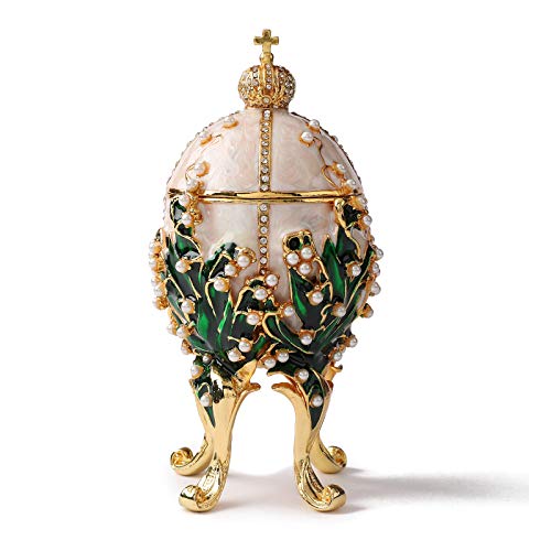 Furuida Schmuckschatulle, Fabergé-Ei, viktorianischer Stil, Ornamente, antike Handwerkskunst, luxuriöses Geschenk für Heimdekoration (weiß) von Furuida