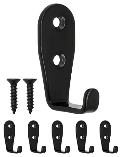 FUXXER® 5 Klassische Eisen-Haken, Garderoben-Haken, Kleider-Haken, Möbel-Haken, Küchen-Haken, Eisen Design, 5er Set schwarz (5,0 x 2,1 cm) von Fuxxer