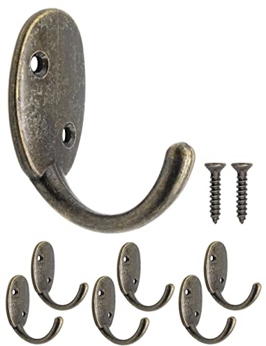 Fuxxer® - 6 massive Klassische Eisen-Haken, Garderoben-Haken, Kleider-Haken, bronze von Fuxxer