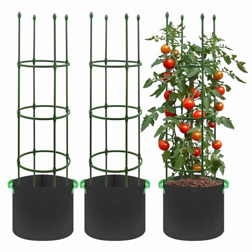 G-LEAF 3 Stück Garten Rankhilfe Tomatenkäfig Pflanzenstütze Obelisk Klettergerüst Spalier| Rankgitter Kletterhilfe| Kletterpflanzen,Tomaten,Rosen (140 cm) von G-LEAF
