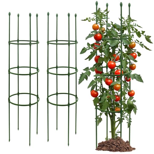 G-LEAF Tomatenkäfig, 3er-Pack Tomaten Pflanzenstützkäfige Rankgitter Gartenstäbe für Garten, Topf, Kletterpflanzen, Gemüse, Obst, Blumen, 140 cm von G-LEAF