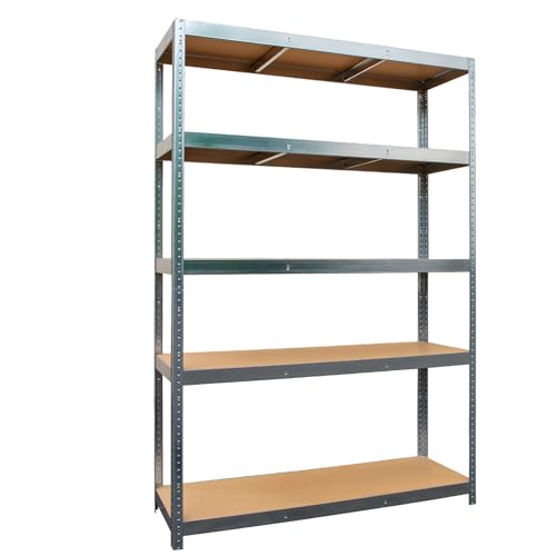 Lagerregal für Garage: 180 cm x 120 cm x 40 cm | Verzinkt - 5 Stufig | 175 kg pro Regal (875 kg Kapazität) | 5 Jahre Garantie von G-Rack