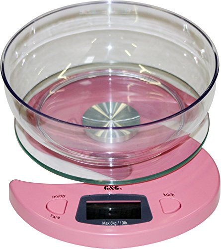 G&G KS-Pink inkl.Schüssel 6000g/1g Küchenwaage Briefwaage Tischwaage Digitalwaage Scale von G&G