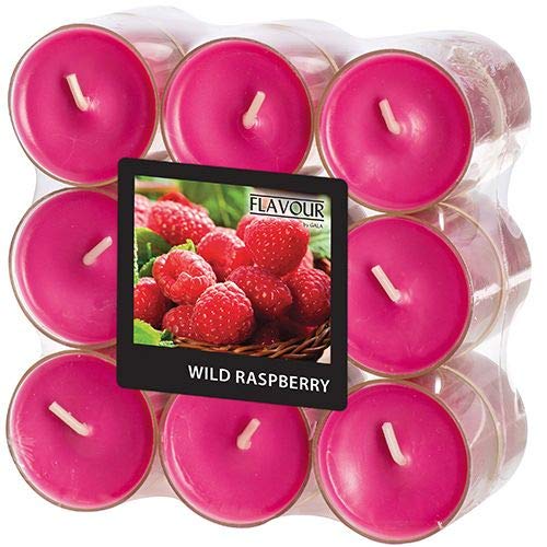 Gala "Flavour by Duftlichte Ø 38 mm, 24 mm weinrot - Wild Raspberry in Polycarbonathülle 96985 Duftkerzen Teelichter Duft-Teelichter, 18 Stück von GALA