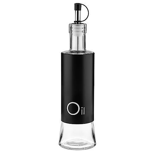 GALICJA GRENO Essig- und Ölspender – Ölflasche mit Ausgießer – Olivenölspender – Öl- und Essigspender – Dosierer für Flaschen – Essig-Ölflaschen – Essig-Ölflasche – 320ml – Schwarz von GALICJA