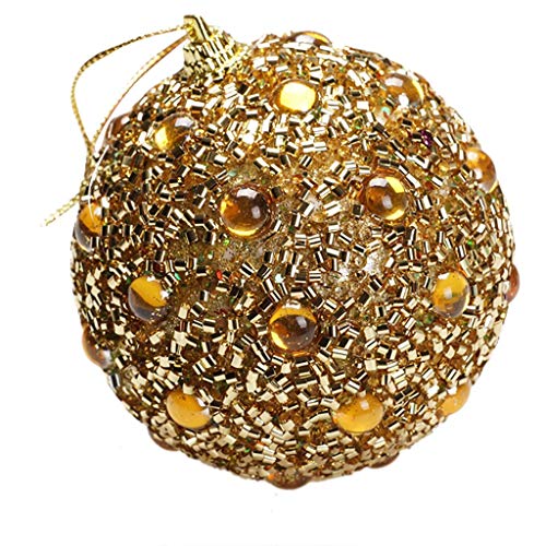 Weihnachtsbaumkugeln Rot Weiß Strass-Weihnachtsglitzer-Ornamentkugel Weihnachtskugeln 8 cm Dekoration Baumschmuck und Aufhänger Runder Schwarzer Spiegel Weihnachtsdeko Innen Plastik (Gold, One Size) von GBEN