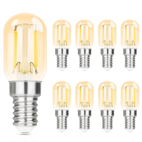 GBLY E14 LED Kaltweiß Glühbirne: 8 Pack T22 Vintage LED Lampen 2W Retro Edison Sockel Birne 6000K Kaltweiss Leuchtmittel Energiesparlampe Kühlschranklampe Light Bulb - Nicht dimmbar von GBLY