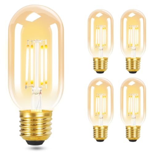 GBLY E27 LED Warmweiss Glühbirnen Vintage - T45 LED Leuchtmittel Lampe E27 Birnen 4W 2700K Energiesparlampe Light Bulbs Retro Edison Glühlampen Filament Glas 360° Abstrahlwinkel, 4 Stück von GBLY