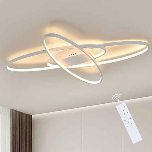 GBLY LED Deckenleuchte Dimmbar Deckenlampe: Weiß Modern Schlafzimmerlampe 75W Design Wohnzimmerlampe mit Fernbedienung Deckenbeleuchtung für Wohnzimmer Schlafzimmer Esszimmer Büro von GBLY
