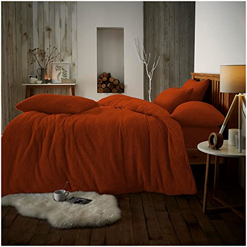 GC GAVENO CAVAILIA Teddy-Bettbezug für zwei Personen, Fleece-Bettwäsche-Set, Burnt Orange von GC GAVENO CAVAILIA
