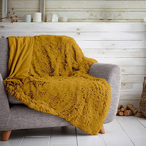 Gaveno Cavailia Hugg and Snugg Teddy-Fleece-Decke für Sofa, Bett, superweich, flauschig, pflegeleicht, dekorativer Überwurf, kuschelig warm, für Doppelbett 150 x 200 cm, Ocker von GC GAVENO CAVAILIA