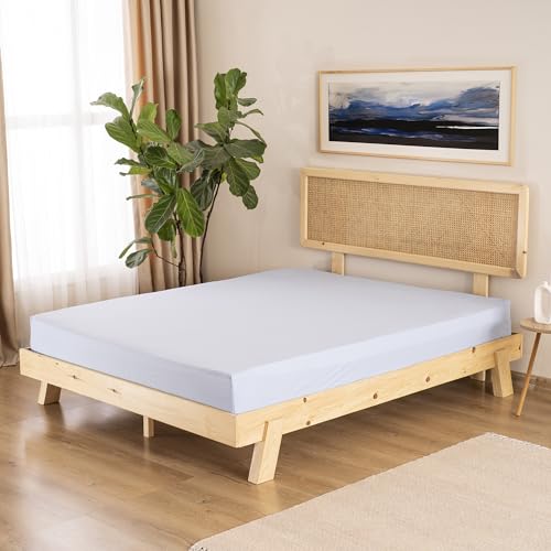 GD HOME Renforce Baumwolle Spannbettlaken/Spannbetttuch aus 100% Baumwolle/Weiches und Atmungsaktives Leintuch 160 x 200 x 30 cm/Jersey Bettlaken/Hellblau von GD Home