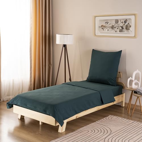 GD Home %100 Baumwolle Bettwäsche Set / 1 Hochwertige Atmungsaktive Renforce Bettbezug 155 x 220 cm + 1 Kopfkissenbezug 80 x 80 cm / 2teilig Deckenbezug/Dunkelgrün von GD Home