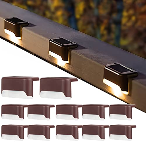 GDWD 12 Stück LED Solar Deck Licht, Solarlampen Wasserdicht, Solarbetriebene Stufenlicht Treppenlichter, Solarleuchten für Hinterhof, Wege, Hof, Terrasse, Treppen, Stufen und Zäune von GDWD