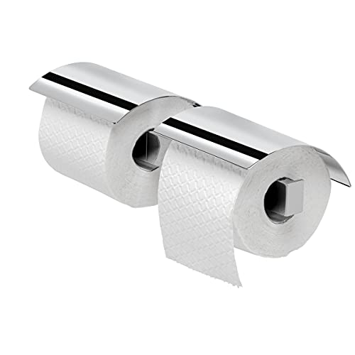 Geesa Wynk Toilettenpapierhalter doppelt, bietet Platz für 2 Rollen Toilettenpapier, mit Deckel, Farbe: Chrom, 294 x 50 x 133 mm von Geesa