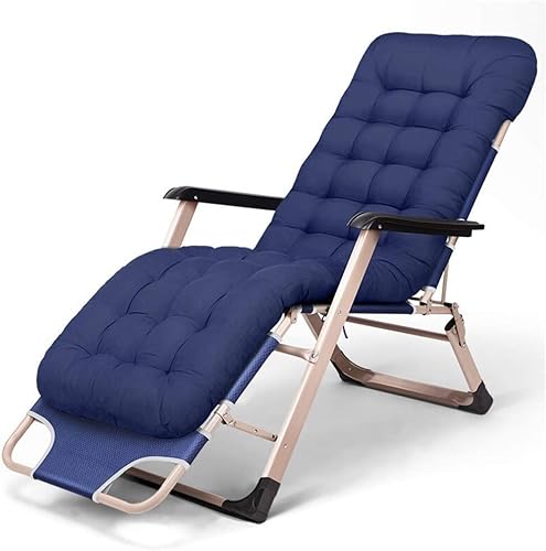 GEIRONV Garten-Lounge-Stuhl, abnehmbare Kopfstütze, Klappliege, Balkon, Wohnzimmer, verstellbare Rückenlehne, rutschfeste Liege Liegen (Color : Blue) von GEIRONV