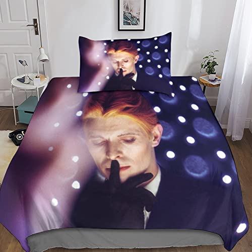 David Bowie Bettwäsche Set - 3D Rock 'n' Roll Bedrucktes Mikrofaser Bettbezug Und Kissenbezug Mit Reißverschluss Schließung Bettwäsche-Set Für Teenager Jugendliche Mädchen Männer einzeln von GENBAK