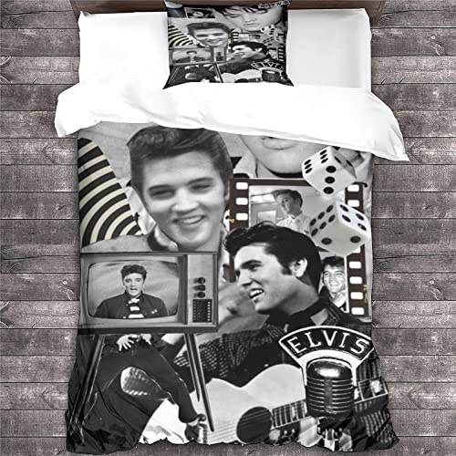 Elvis Presley Bettwäsche 3D-Druck Singer Bettwäsche-Set Bettbezug Mit Kissenbezug Kinderbettwäsche,Rock 'n' Roll einzeln（135x200cm） von GENBAK