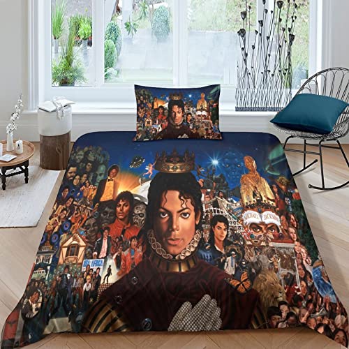 GENBAK Michael Jackson Bettwäsche 3D Tänzer Bettwäsche, Bettwäsche Set Musiker Bettbezüge Mikrofaser Bettbezug Mit Reißverschluss Und Kissenbezug Für Jungen Und Mädchen einzeln（135x200cm） von GENBAK