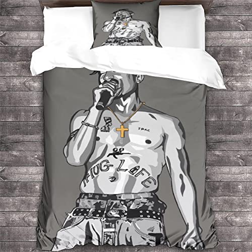 GENBAK Rapper Bettwäsche Hip-pop Bettbezug Set,3 Teilig Bettgarnitur Bettwäsche - Set Gemütlich 3D Mikrofaser Mit Reißverschluss 1 Bettbezug+Kissenbezug Single（135x200cm） von GENBAK