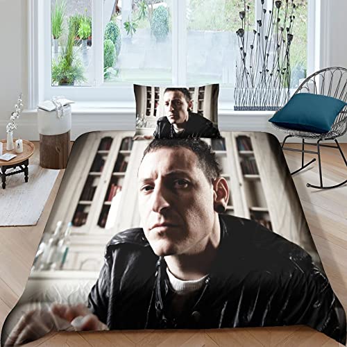 Linkin Park Bettwäsche Set Kinder Jungen Teens Rock 'n' Roll Thema Bettbezug 3D Musik Bettwäsche, Zimmer Dekor 3 Stück Bettwäsche einzeln（135x200cm） von GENBAK