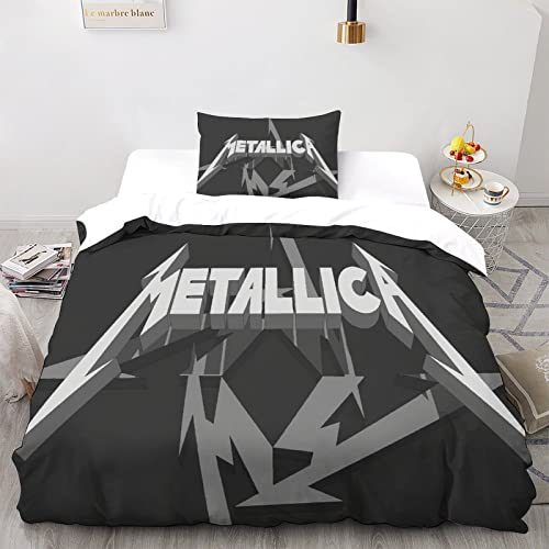 Metallica Bettwäsche Heavy Metal Band Bettwäsche 3D Rock 'n' Roll Drucken Mit Bettbezüge Kissenbezüge Für Jungen Mädchen Single（135x200cm） von GENBAK