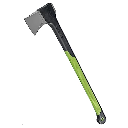 GEOLIA - Spalthammer - Spaltaxt - Axt - Stahl - Fiberglasstiel - Ergonomischer Griff - Stiel 81,5 cm - Kopfgewicht 2,5 kg - Mit Plastikhülle - Grün - Schwarz von GEOLIA