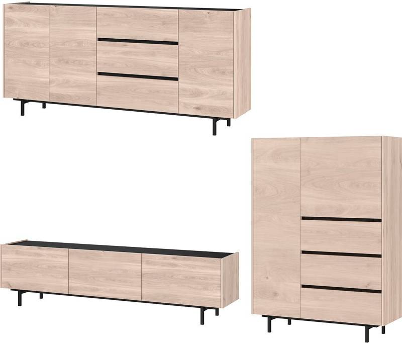 GERMANIA Wohnzimmer-Set Cantoria, (Set, 3-St), mit Sideboard, Highboard, Lowboard, griffloses Design von GERMANIA