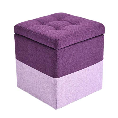 Cube Ottoman Aufbewahrung, Fußhocker, gepolsterter Sitz, Spielzeugtruhe, Couchtisch, Fußstütze, Kofferraum, Komfort, Leinenstoff, vielseitig, platzsparend, rosa, 30 x 30 x 35 cm (12 x 12 x 1 von GFHQDPSC