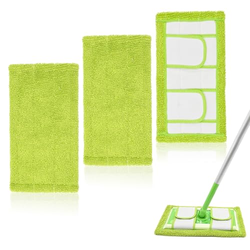 GFRED 3 Stück Mop Pads Microfaser Reinigung Pads Kompatibel Mit Swiffer Sweeper Nass- Und Trockeneinsatz Wiederverwendbar Und für Viele Bodenarten Geeignet von GFRED