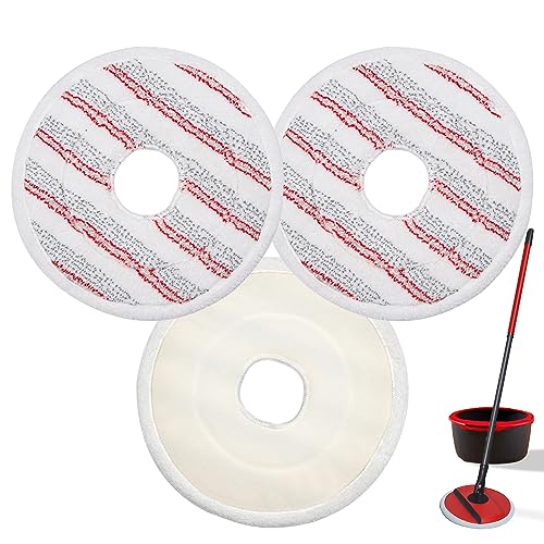 GFRED 3 Teiliges Set Mopp-Pads Ersatz-Moppkopf Kompatibel Mit Vileda Spin & Clean Mop Moppkopf Ersatz Mikrofaser Geeignet für alle Bodenarten von GFRED