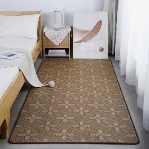GGBOND Gewebte Rattan-Teppiche im japanischen Stil, Sommer-Bodenmatte, Wohnzimmerteppich, Nachttischmatte, Muster 100 x 180 cm von GGBOND