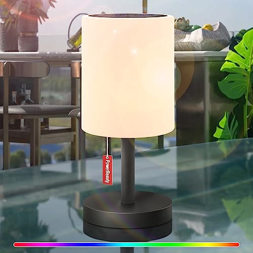GGII Solar Tischlampe für Außen Dimmbar 7 RGB Farben LED Akku Outdoor Tischleuchte Kabellose, USB und Solar Aufladbar, IP44 Wasserdicht Solarleuchten, Lampe for Garten Restaurant.(Schwarz) von GGII