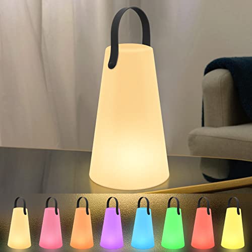 LED Outdoor Lampe mit Fernbedienung Tragbare Tischlampe für Außen mit 8 Farben USB Wiederaufladbare Wasserdichtes Akku Lampe für Garten Aussen Schlafzimmer Bar Camping (Konisch) von GGII